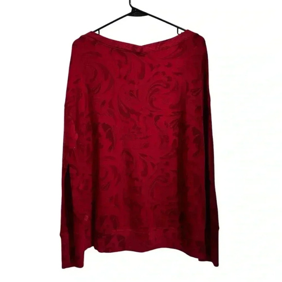 Athleta Coaster Luxe V Neck Red Sweatshirt Size Medium - Picture 3 of 5